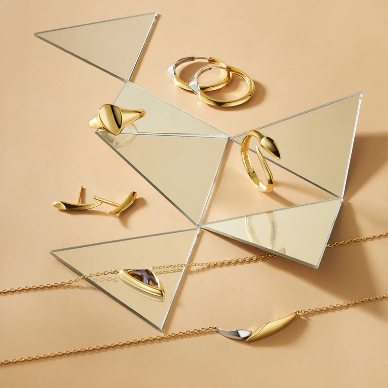 Two Tone Arrow Hoop Earrings by Ania Haie