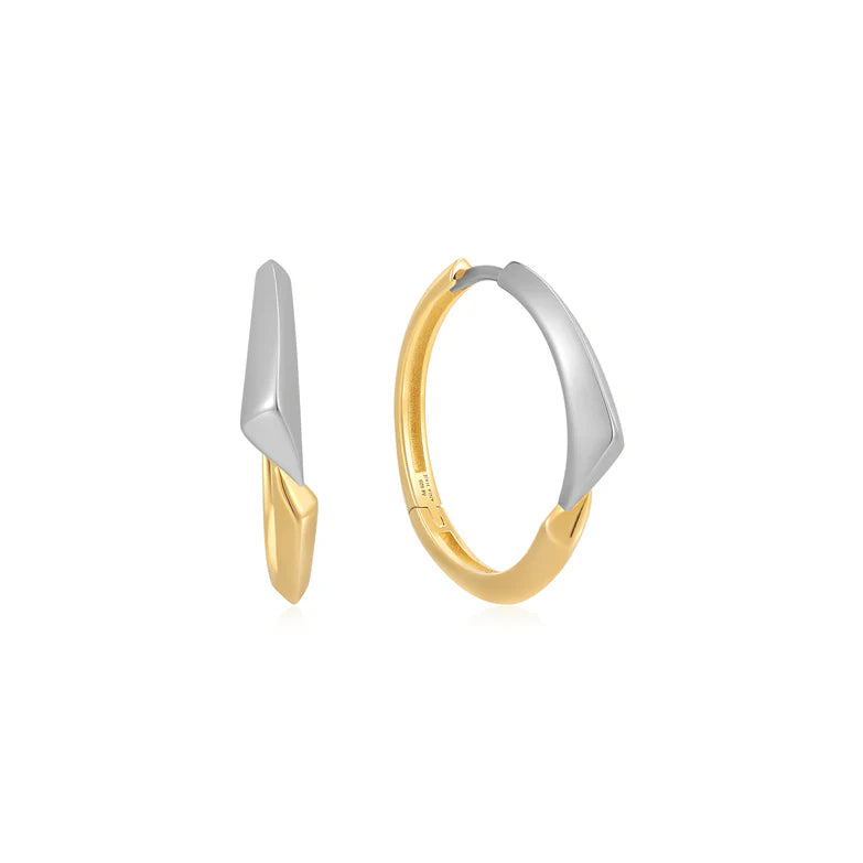 Two Tone Arrow Hoop Earrings by Ania Haie