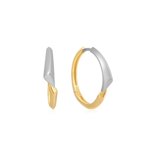 Two Tone Arrow Hoop Earrings by Ania Haie