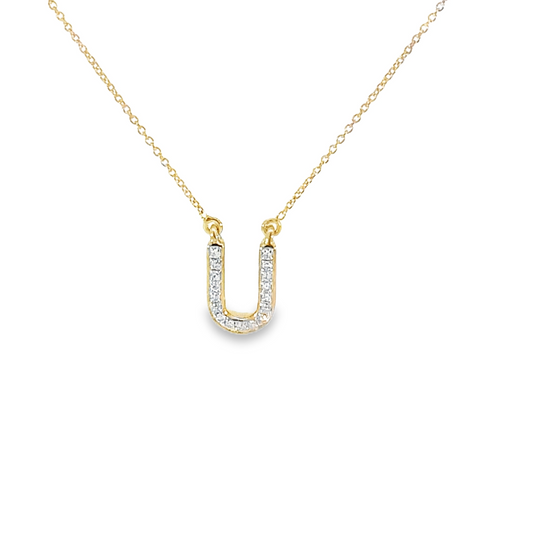 U Initial Diamond Pendant Necklace