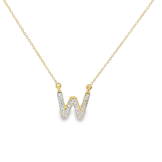 W Initial Diamond Pendant Necklace