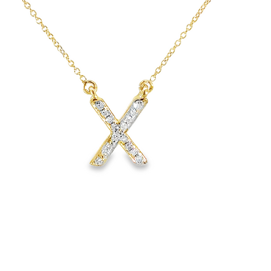 X Initial Diamond Pendant Necklace