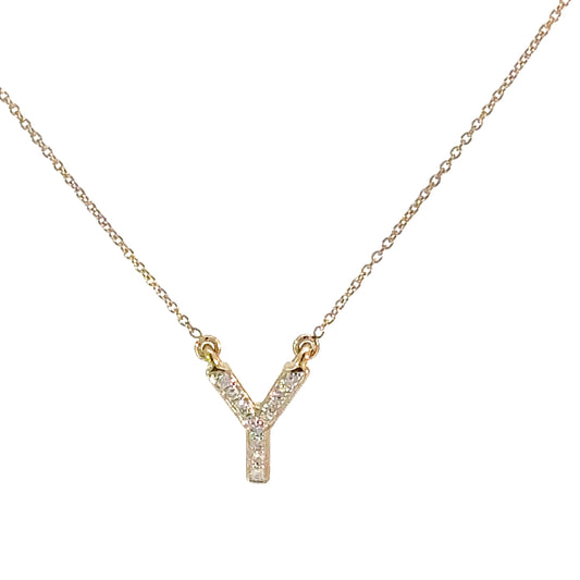 Y Initial Diamond Pendant Necklace